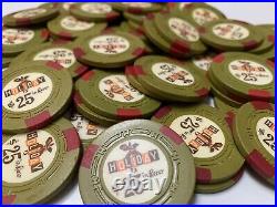 200 $25 Holiday in Reno H-mold Casino Poker Chips Vintage Clay Rare