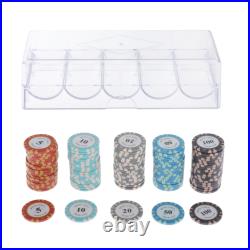 200Pieces Pro Poker Chips with Box Casino Token Family Games Accessories Parts