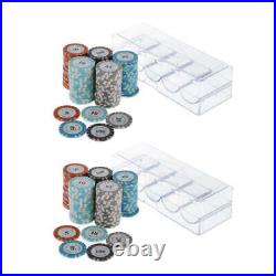 200Pieces Professional Poker Chips with Box Casino Family Games Parts 4cm Dia
