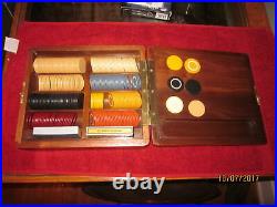 240 Antique Clay Poker Chip Set in its Original Mahogany or Walnut Custom Box