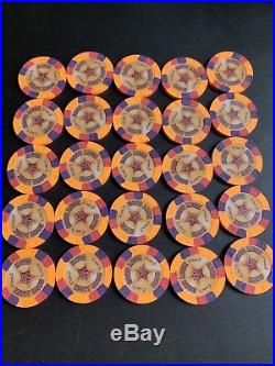 25 Paulson Tophat & Cane Clay Poker Chips Good Luck Club