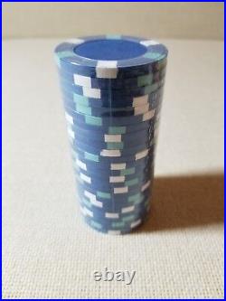 25 x New Real Clay Poker 10g Chips Blue + 1 Paulson Top Hat & Cane $100