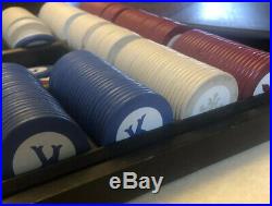 250 Antique Clay K Poker Chips Fleur De Lis white, yellow, red, Blue Gambling