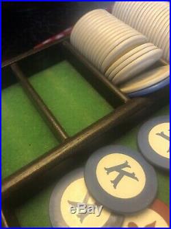 250 Antique Clay K Poker Chips Fleur De Lis white, yellow, red, Blue Gambling