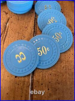 25c 50c Lot 220 Diamond Ring Poker Chip Blue/Pink CC 25 50 Cent Free Ship