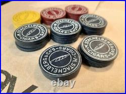 30 Vintage M. Stachelberg & Co's Cigars Advertising Poker Chips Clay 1.5 dia