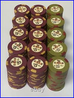 300 HOLIDAY IN RENO Casino Chips Rare Set H-mold $5s and $25s Poker, Clay