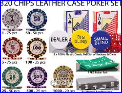 320 Piece Pro Poker Clay Poker Set 2X Plastic Cards with Cutting Cards Reinf