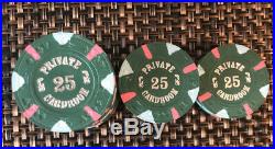 (35) Green Paulson Private Cardroom Clay Poker Chips. 25 Denomination