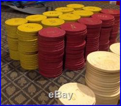 390 Vintage Clay Poker / Casino Chips Monogrammed. 25c $1.00 $5.00