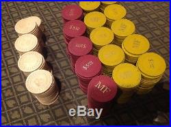 390 Vintage Clay Poker / Casino Chips Monogrammed / 3 Denominations