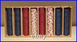 393 Vintage Clay Composite Poker Chips 4 Suits Design With Wooden Case