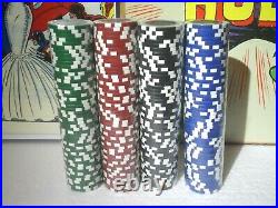4 Poker Chip Rolls (50 Count Each) Chrysler 5 Star Dealership Only Clay Red Blue