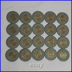 45 Paulson Gray Grey Greenwith Gold Starburst Clay Casino Poker Chips Top Hat Cane