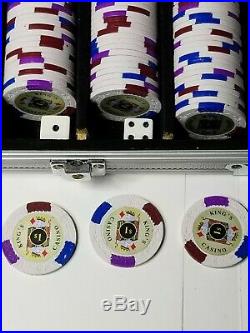 494 PC King's Clay Suited Poker Chips Set With Dice & Poker Cards Aluminum Case