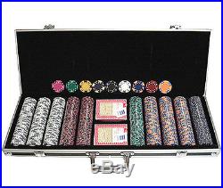 500 14 gr Clay Tri-Color Poker Chips Custom Set withCase