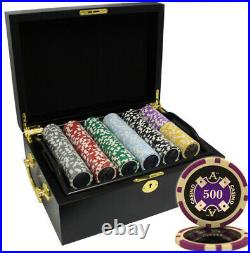 500 14g Ace Casino Clay Poker Chips Set Black Color Wood Case