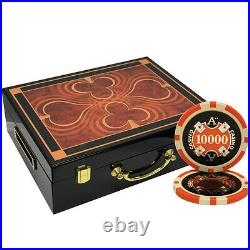 500 14g Ace Casino Clay Poker Chips Set High Gloss Wood Case Custom Build