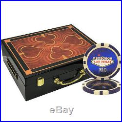 500 14g Las Vegas Laser Clay Poker Chips Set High Gloss Wood Case Custom Build
