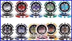 500 Ace Casino 14g Clay Poker Chips Set with Black Aluminum Case Pick Chips