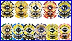 500 Black Diamond 14g Clay Poker Chips Set with Black Aluminum Case Pick Chips