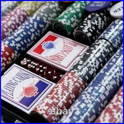 500 Clay Composite Poker Chips Set with Aluminum Case, Two Decks of Playing