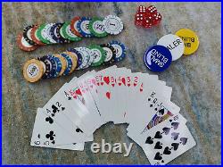 500 Clay Poker Chips Set, Case Cards Dices for Fun 7 Denominations Entertainment