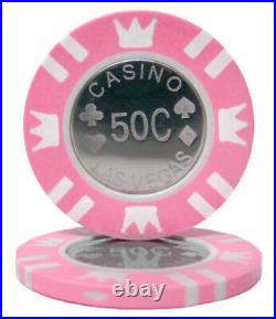 500 Coin Inlay 15g Clay Poker Chips Set with Black Aluminum Case Pick Chips