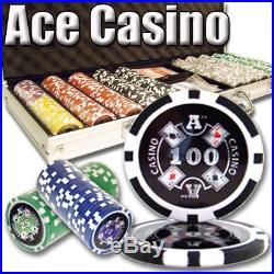 500 Count Ace Casino Poker Set 14 Gram Clay Composite Chips with Aluminum Case