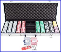500 Count the Ultimate Poker Set 14 Gram Clay Composite Chips with Aluminum Ca