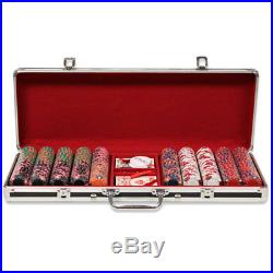 500 Crown & Dice 14g Clay Poker Chips Set with Black Aluminum Case Pick Chips