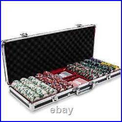 500 Monaco Club 13.5g Clay Poker Chips Set with Black Aluminum Case Pick Chips