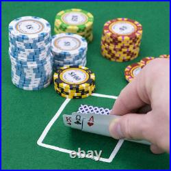 500 Monte Carlo Poker Chips Set with Black Aluminum Case Pick Denominations