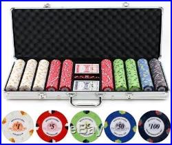500-Pc Casino Poker Chips Set, Monaco-Design Clay 13.5-g, Aluminum Carrying Case