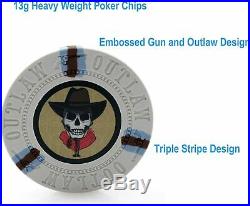 500 Pcs Outlaw Clay Poker Chips Set Home Casino Gambling Card Game Aluminum Case
