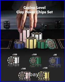500-Piece Clay Poker Chip Game Set, Portable Aluminum Case, 500PCS