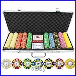 500 Piece Stripe Suited V2 Clay Poker Chips Set Sports Outdoors Sets Equipment