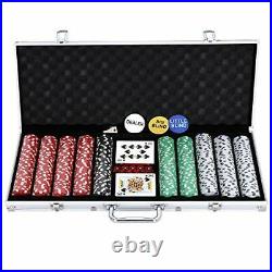 500 Poker Chips Set Clay Casino Chip Sets for Texas Holdem Blackjack with Case