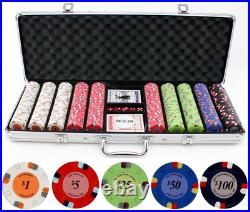 500Pc Poker Chip Set Texas Hold'Em Lucky Horseshoe Chips Clay Chips