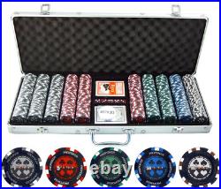 500Pc Pro Poker Clay Chip Set For Texas Hold'Em WithCards, Dice & Dealer Button