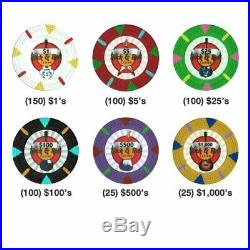 500ct. Rock & Roll Clay Composite 13.5g Poker Chip Set in Aluminum Metal Case