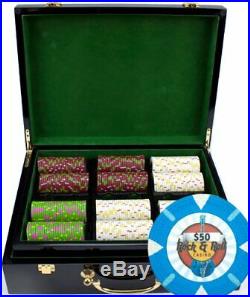500ct. Rock & Roll Clay Composite 13.5g Poker Chip Set in Hi-Gloss Wood Case