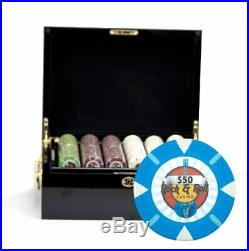 500ct. Rock & Roll Clay Composite 13.5g Poker Chip Set in Mahogany Wood Case