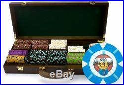 500ct. Rock & Roll Clay Composite 13.5g Poker Chip Set in Walnut Wooden Case