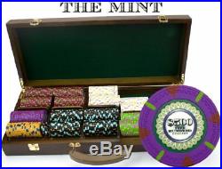 500ct. The Mint Clay Composite 13.5g Poker Chip Set in Walnut Wooden Carry Case