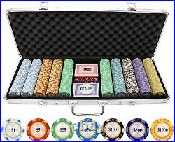 500pc 13.5g Monte Carlo Clay Poker Chip Set Casino Grade 13.5g Poker Chips, 7