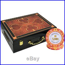 500pcs 14G MONTE CARLO POKER ROOM CLAY POKER CHIPS SET HIGH GLOSS WOOD CASE