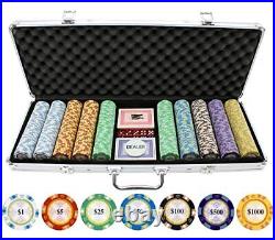500pcs Carlo Clay Poker Chip Set Casino Grade 13.5gpoker Chips 7 Color Chip Dice