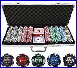 500pcs PRO Las Vegas Poker Club Set 14g Clay Composite Chips with Aluminum Case