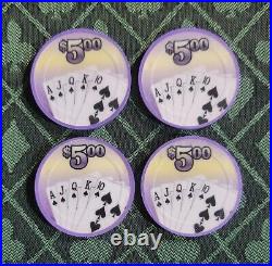 (57) BCC Fan of Cards $5.00 Real Clay Poker Chips New Not Paulson
